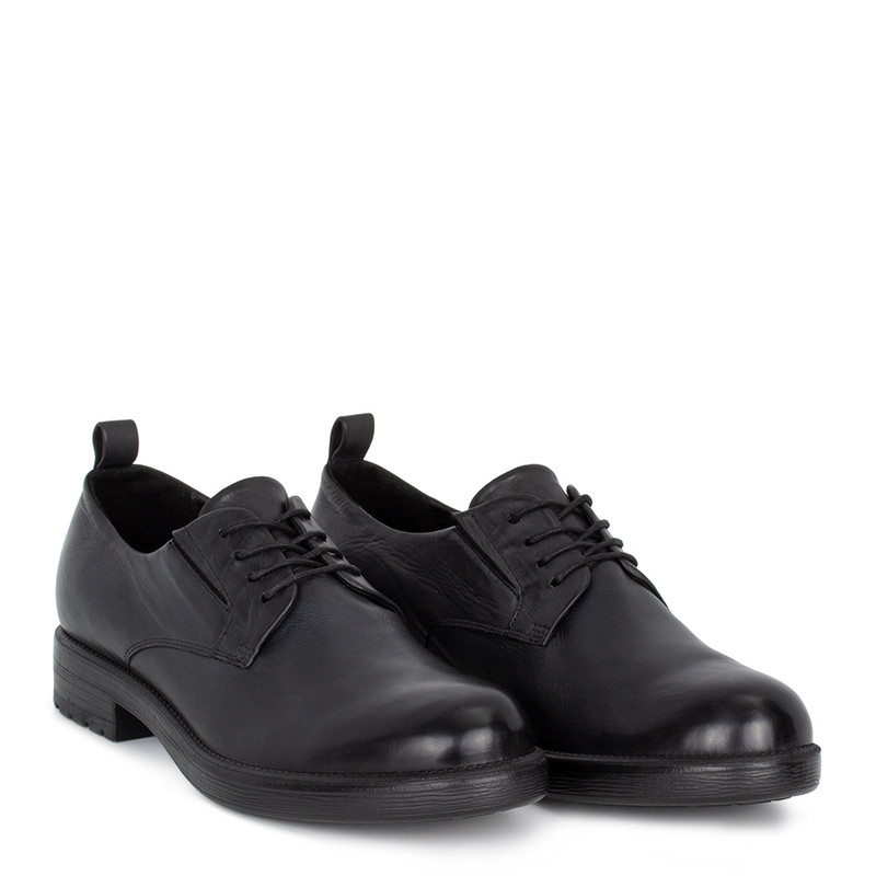 Gray Leather Laced Derbies | TJ COLLECTION
